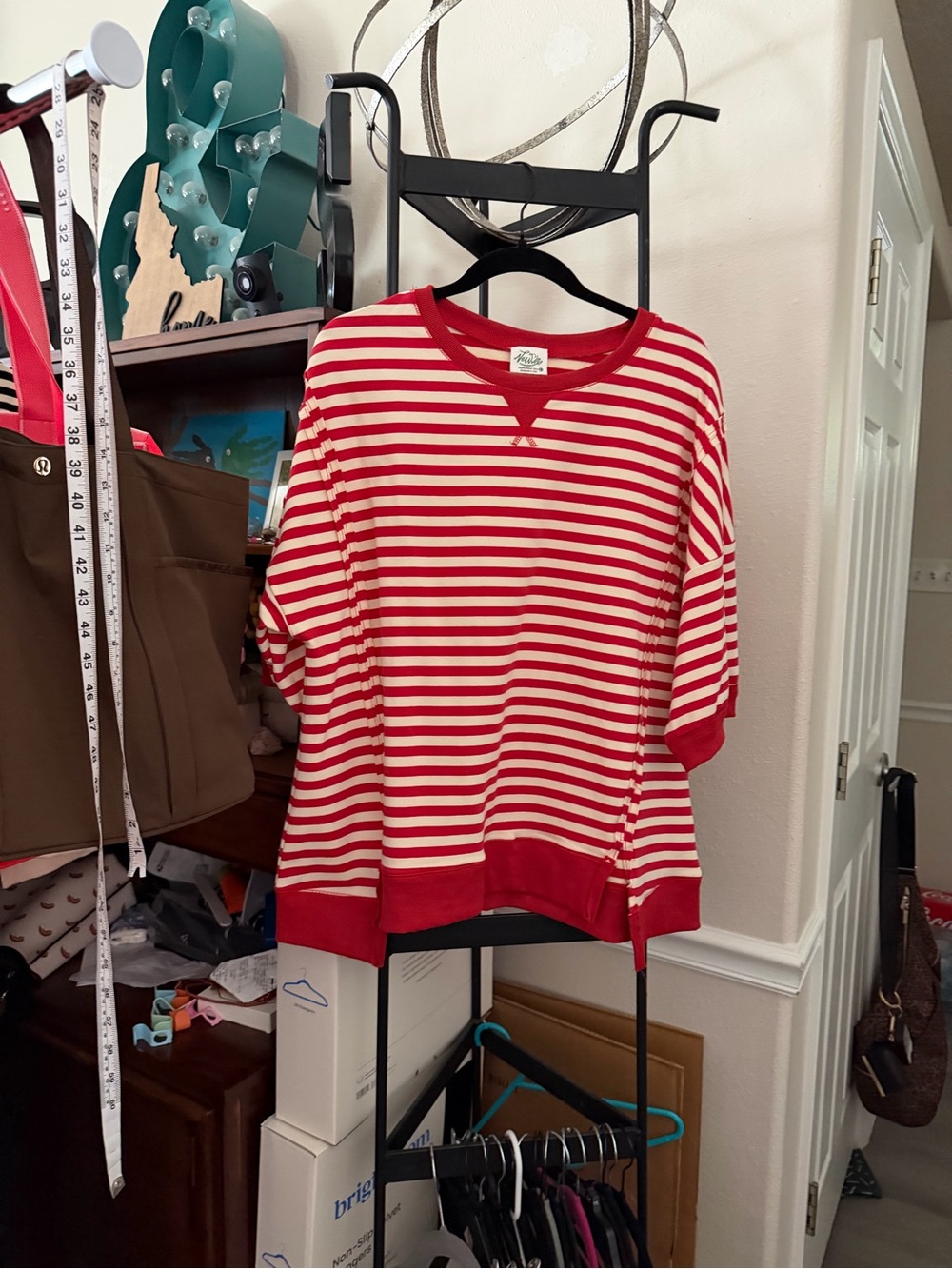 Striped Red and White Women’s Knit Top